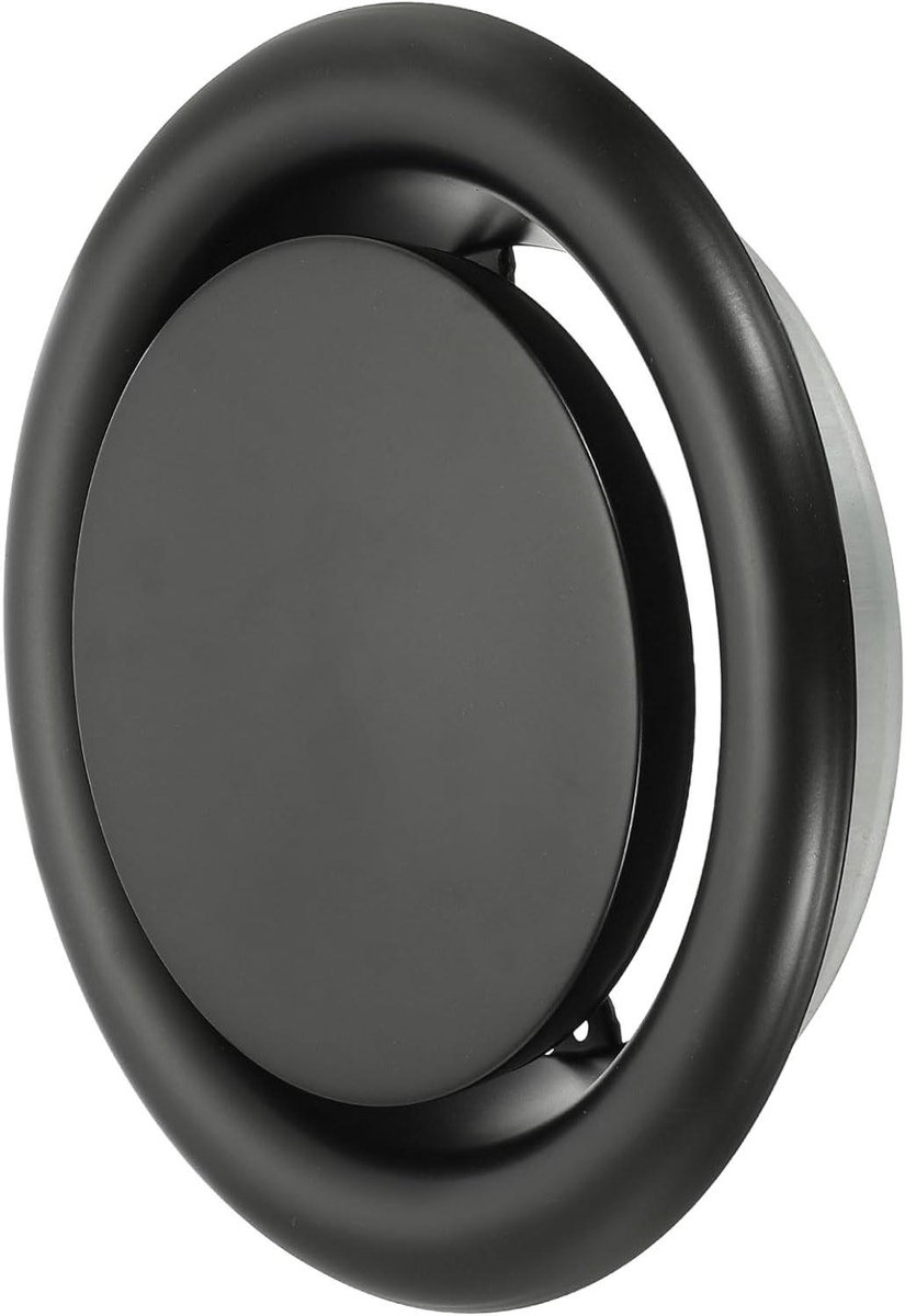 Ronde Plafonddiffuser 20 cm Zwart Metalen Ventilatiekanaal Afdekking Uitlaat