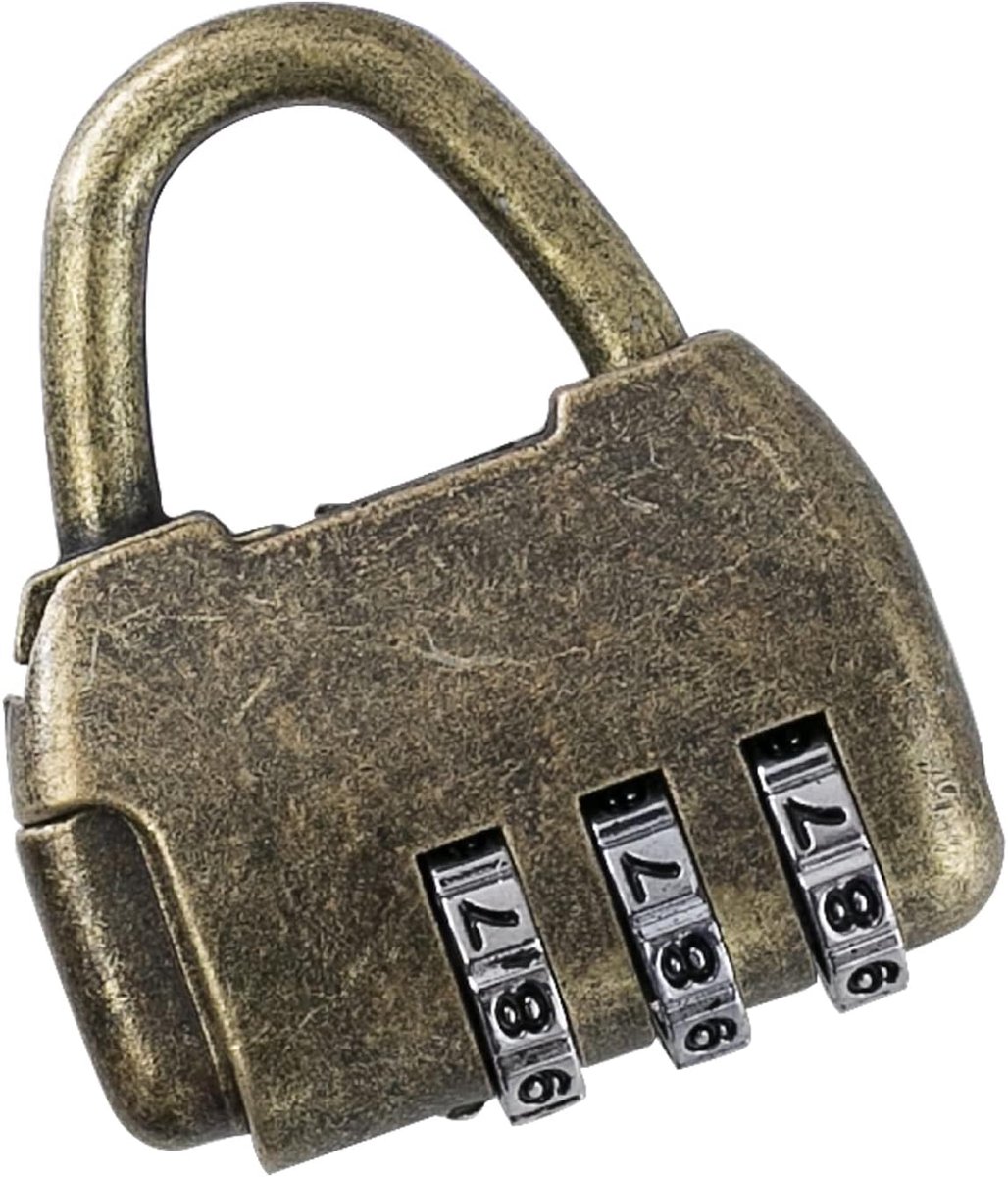 Vintage deco cijferslot hangslot | 3-Cijferig | 4,3 x 3,5 x 1,2 cm | Goud
