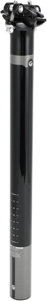 Duurzame zadelpen voor fietsen, glanzend zwart/grijs, 31.6x400mm, lichtgewicht koolstofvezel, ideale vervangingsonderdeel