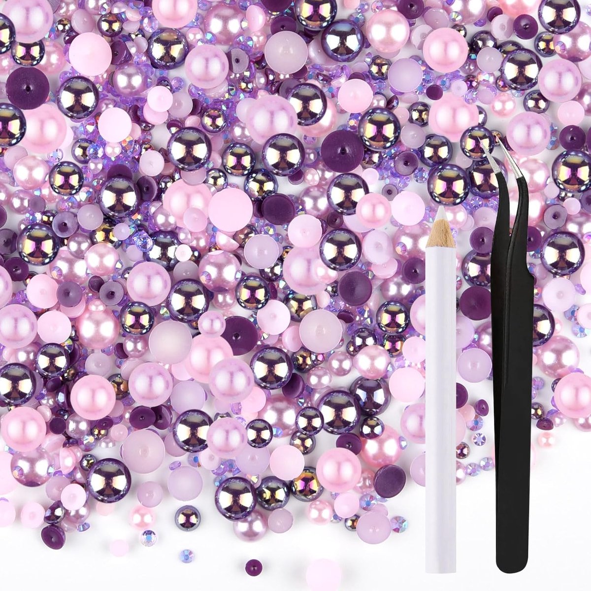 50 g mix platte strass steentjes halve parels voor ambachten gemengde maat 3 mm-10 mm platte achterkant steentjes voor ambachten platte achterkant parels voor het decoreren van tuimelaars