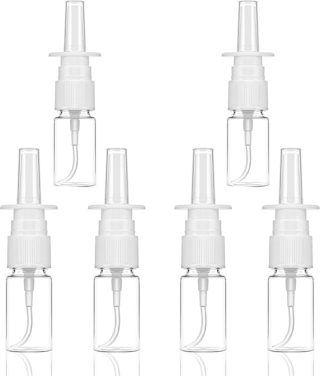 leeg, 10 ml, navulbare verstuiver, spuitfles, kunststof, fijne nevel, neussprayfles voor make-up, water, parfum, etherische oliën, 6 stuks