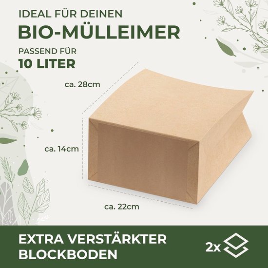 15x Biologisch Afbreekbare Afvalzakken 10 Liter met Blokbodem - Scheurvast en Vochtbestendig van Merkloos	 — afbeelding 4
