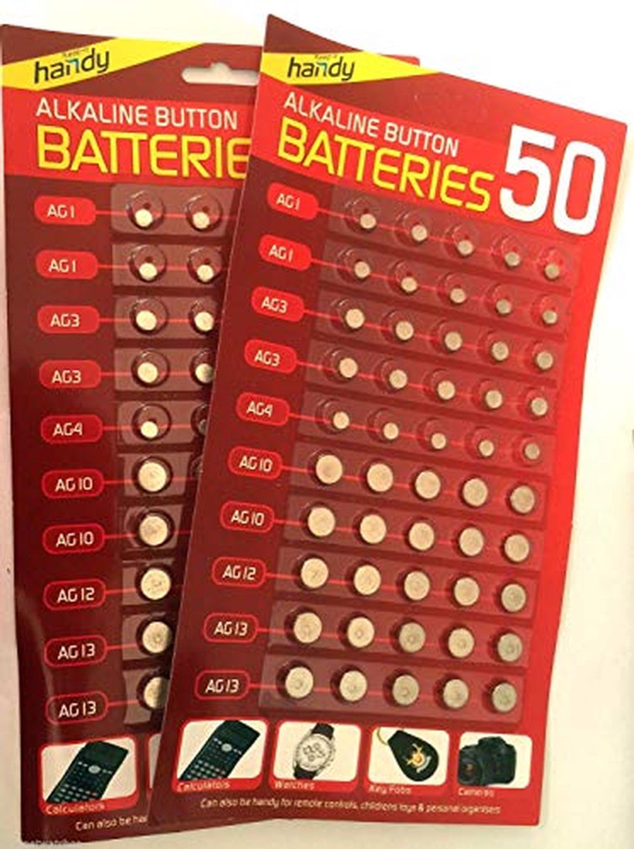 Knoopcelbatterijen Set - Kleine Batterijen - Apparaten Voeden - Gemengde Maten - 100 Stuks - Zilverkleurig