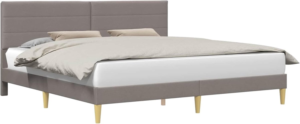 Bedframe met hoofdeinde - Moderne bedombouw - Slaapkamer opfleuren - Duurzaam stofontwerp - 180 x 200 cm - Taupe