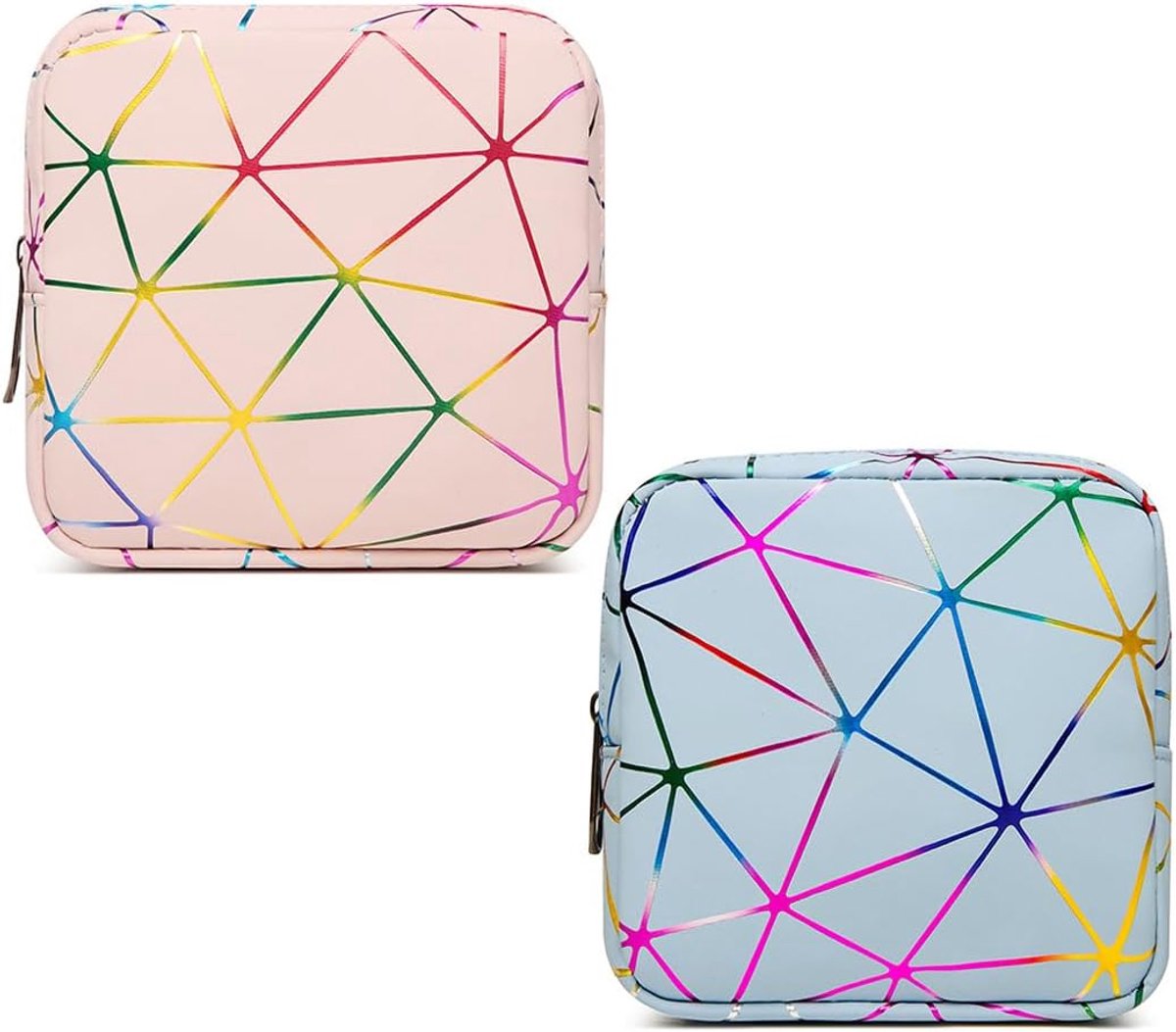 Maandverband Organizer - Hygiëne Tasje - Persoonlijke Verzorging - Waterdicht Nylon Materiaal - 13 x 13 x 4 cm - Meerkleurig