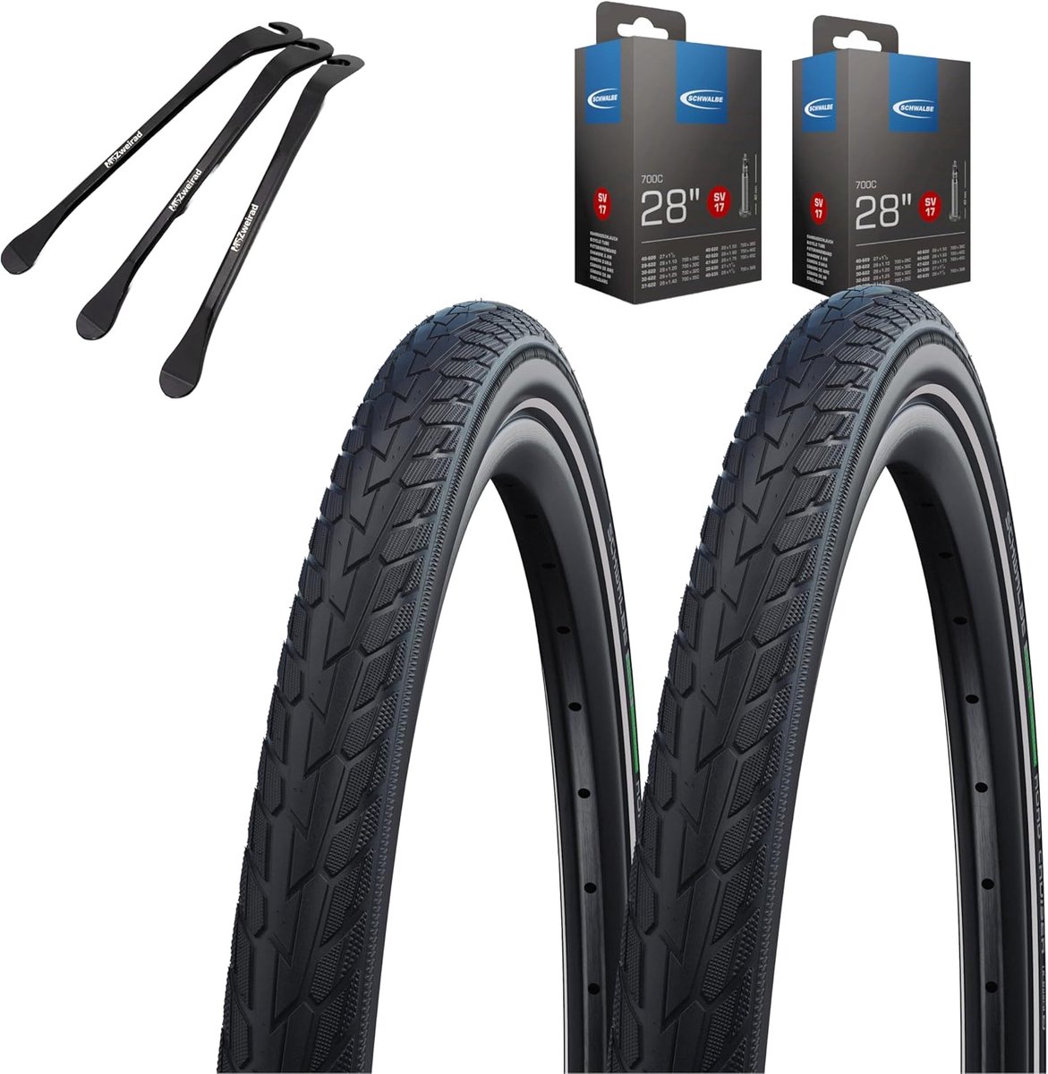 Fietsbanden Set - Stadsbanden Touring - Veilig Fietsen - Met Reflectie - 28 Inch - Zwart