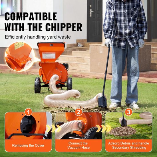 VEVOR Houtversnipperaar Hakselaar Mulcher Blad Vacuüm Kit, 4,3 Inch x 4,0 m Heavy Duty Universele Houtversnipperaar Accessoire, 10 cm Diameter voor Groot Volume Voeden, Fit Mainstream Brand (Chipper van VEVOR — afbeelding 5