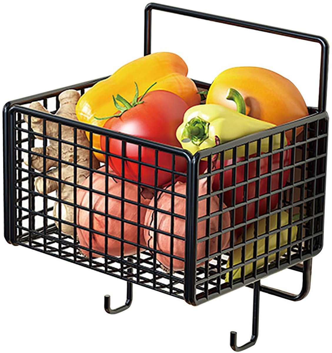 Dailygoods- Keukenmuurmand Ruimtebesparend - Metalen Hangende Mand - Grote Capaciteit - Keuken/Badkamer Organizer - Stevig Materiaal - Afmetingen 12,5 x 15 cm - Wandmand