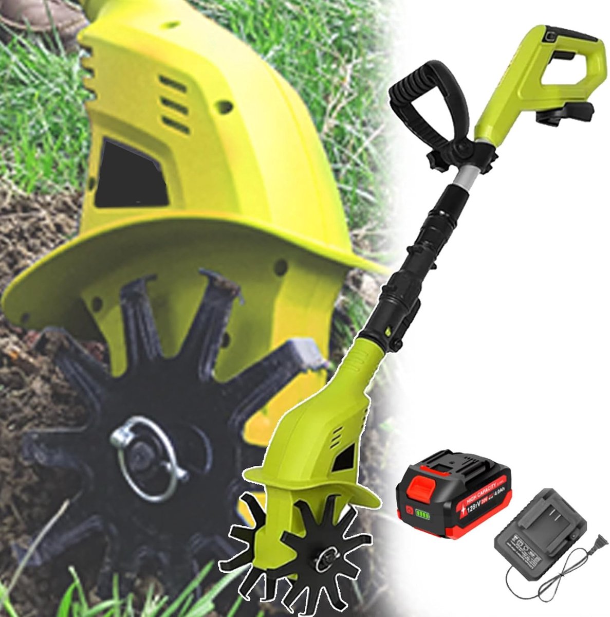 Elektrische Tuinfrees - Grondbewerker - Tuin Voorbereiden - Draadloze Lithium-Ion - 10 Cm Freesbreedte - Zwart