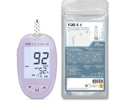 FORA 6 Connect | Bloedglucose-, Hematocriet- en Hemoglobine Meter (Multi-parameter) (purple meter) - Bloedsuikermeter - Glucose Meter - Inclusief Strips