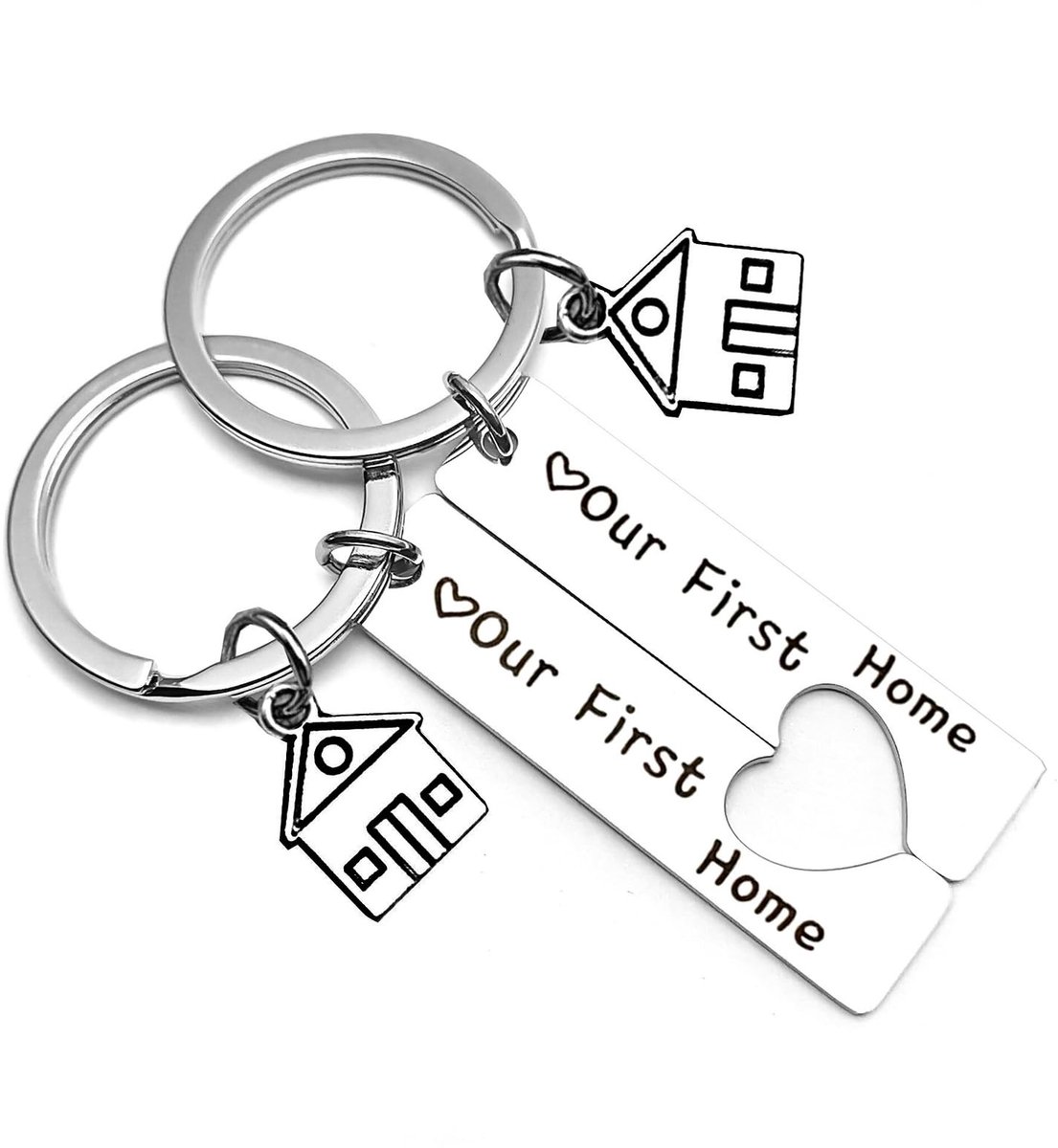 Dailygoods- Sleutelhanger Paar - Gepersonaliseerde Stalen Borden - Cadeau voor Nieuw Huis - Sleutelhanger Dames - Huissleutelhanger - Elegant Design - Sleutelhangers