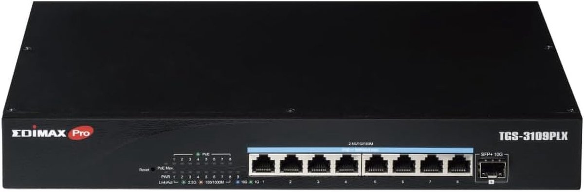2.5GbE PoE++ Switch - Smart Switch Web Smart Switch - Netwerk Uitbreiding - 1x 10GbE SFP+ Poort - 8 Poorten