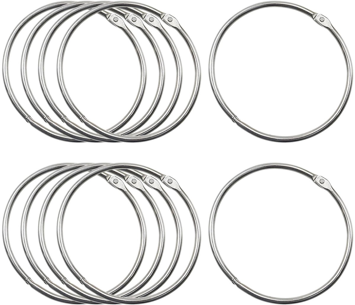 Dailygoods - OMJMYY 10 stuks gordijnringen om te openen, gordijnringen van metaal, grote veelzijdige metalen ring, rond douchegordijn, ring voor gordijnen, badkamer, scrapbooking doe-het-zelf (80 mm)