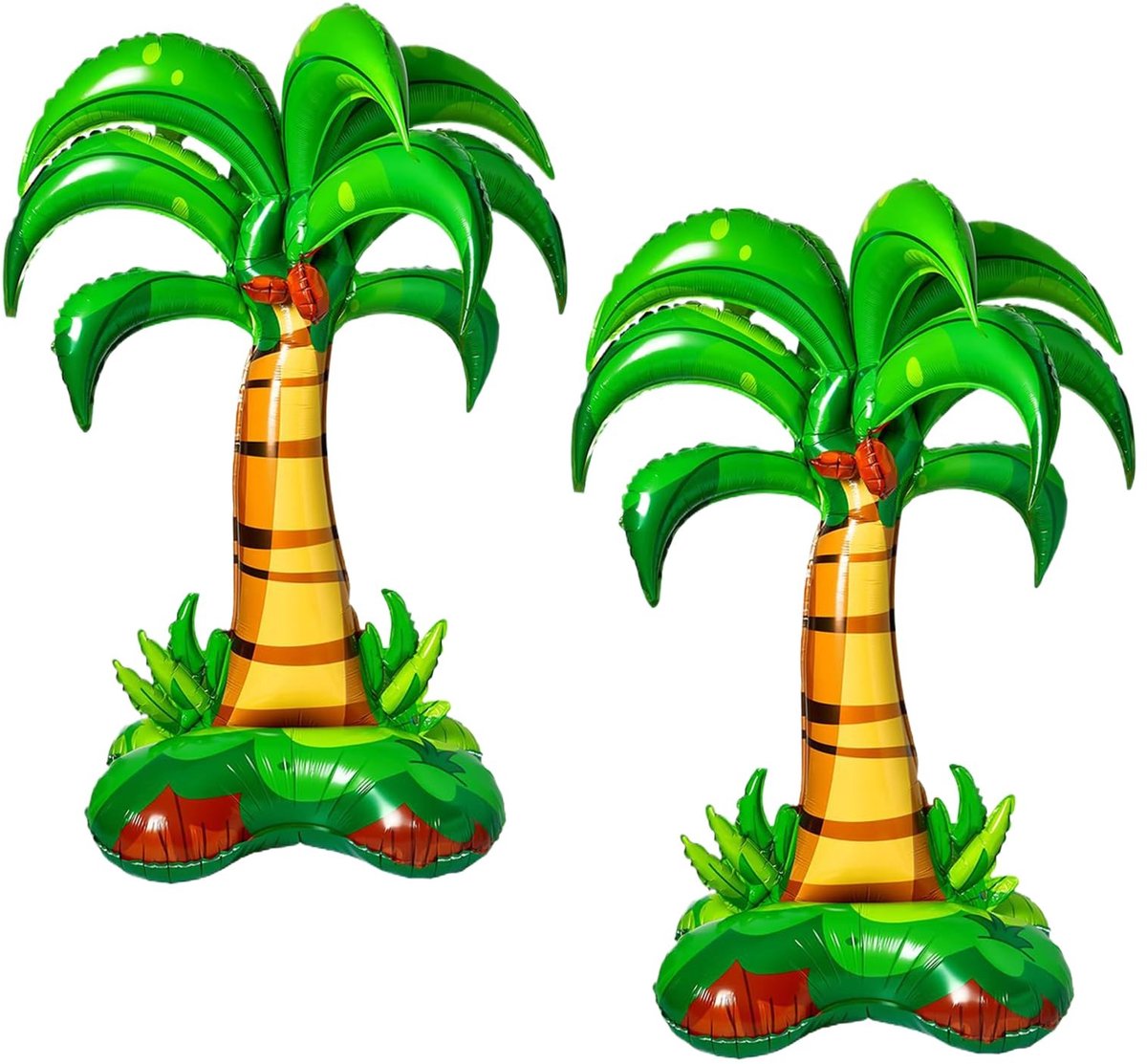 Dailygoods- Opblaasbare Palm - 2 Stuks - Aluminiumfolie - Decoratie - Zomerfeest - Herbruikbaar - Veelkleurig - Palmballon