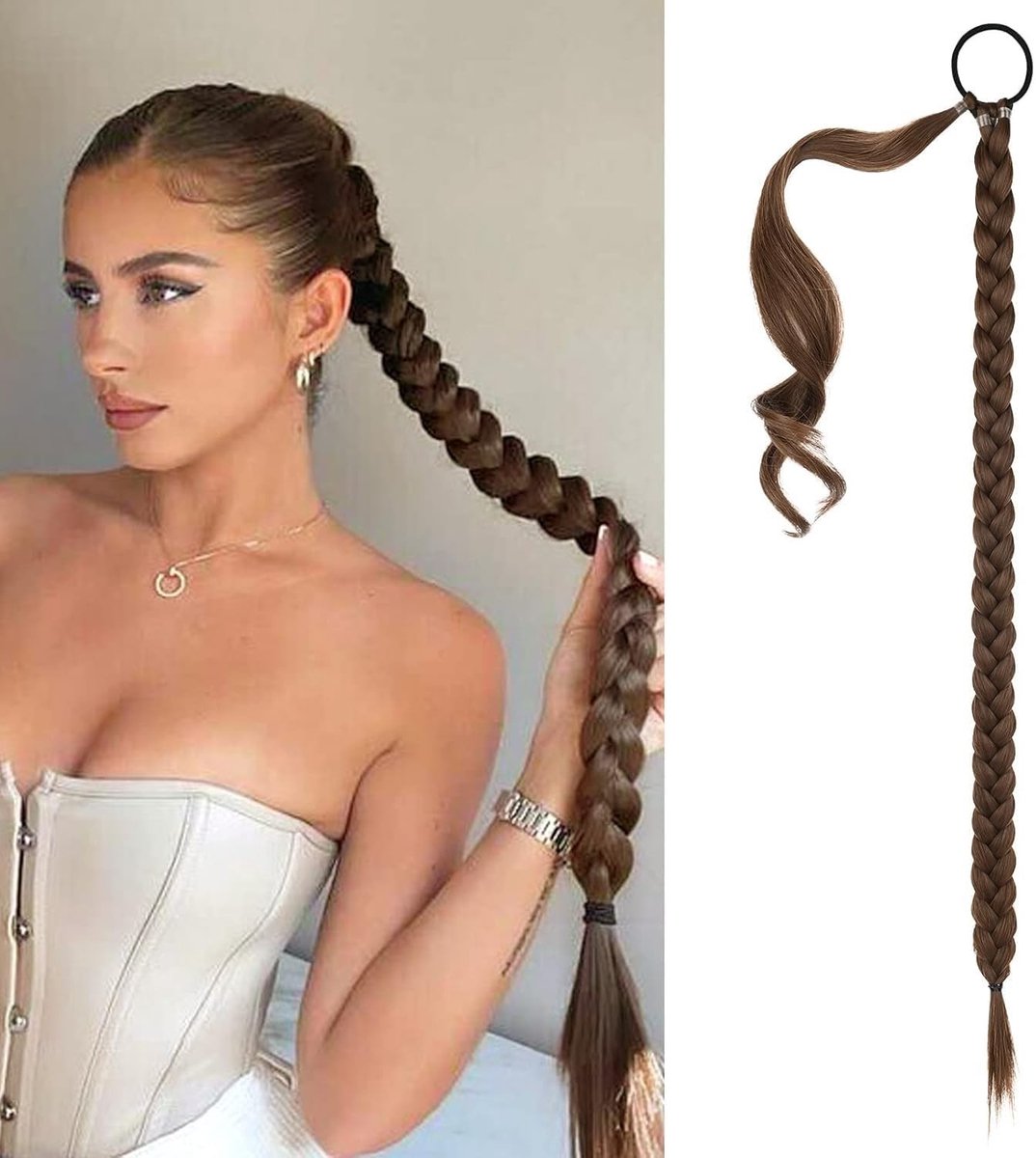 Dailygoods- Paardenstaart-extensie 80 cm - Gesimuleerd Gevlochten Vlecht - Haarverlenging - Natuurlijke Zachtheid - Hoge Temperatuurzijde - Perfecte Kleurmatching