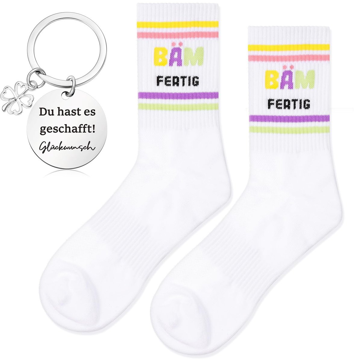 Dailygoods- Cadeauset Geluksbrenger - Wenskaart - Sleutelhanger - Geluksokken - Organza Zakje - Ideaal Cadeau voor Elke Gelegenheid - Geschenkset