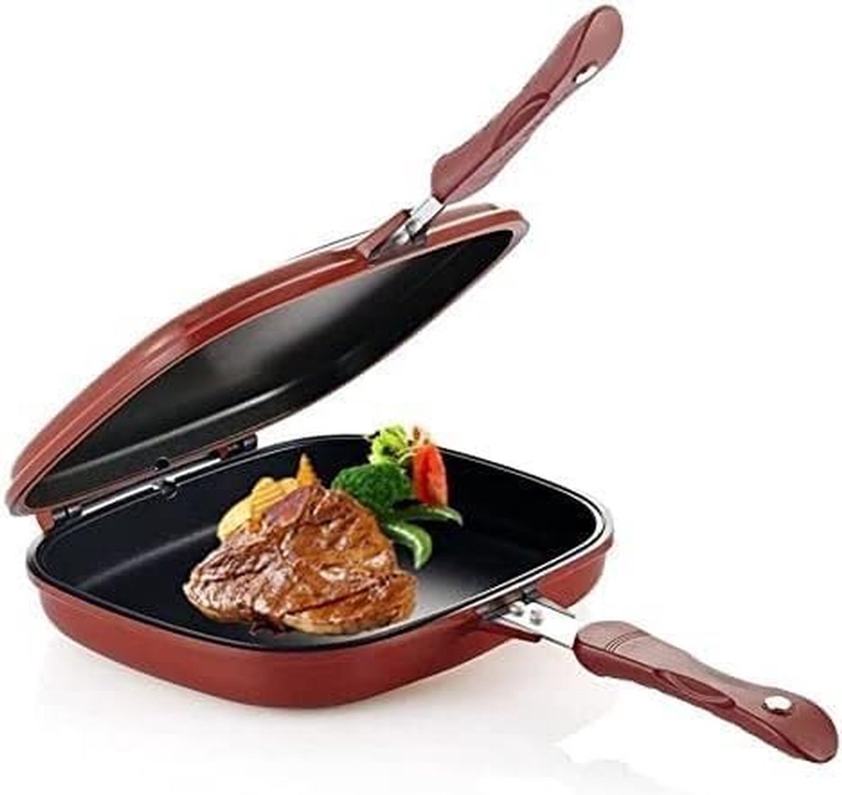 Koekenpan Dubbelzijdig Bakpan Omelet Snelle Maaltijden Dubbelzijdig Flip Design 1538 Gram Rood