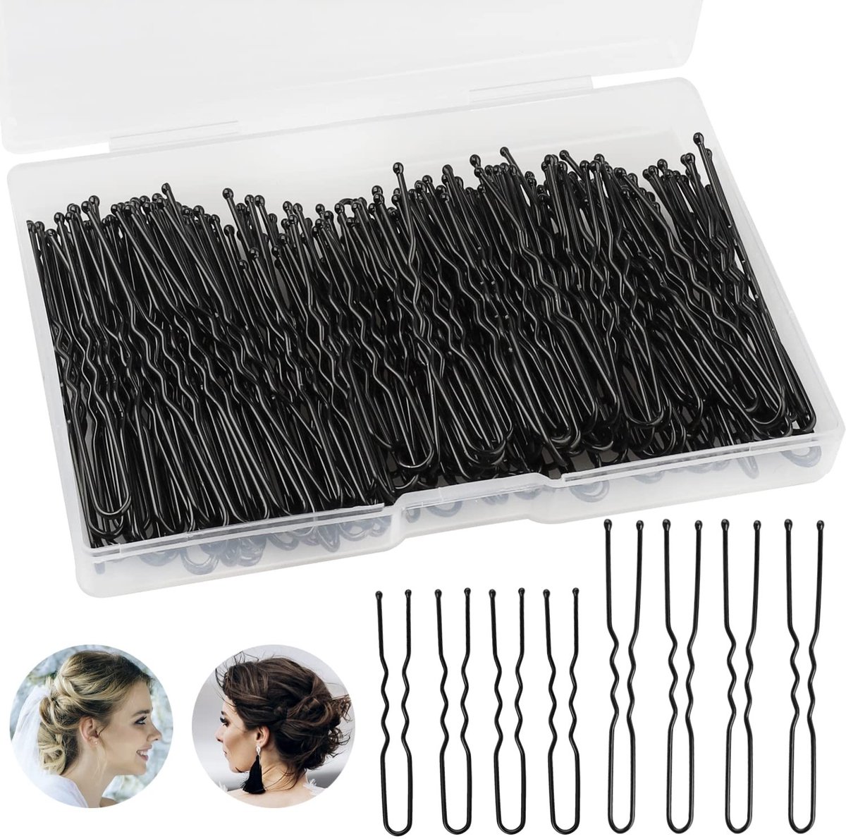 Dailygoods - 200 stuks haarspeldjes bruiloft, 5 cm & 6 cm haarklemmen Bobby Pins bruidsmetaal haarklemmen U-vormig met opbergdoos voor bruidssieraden haar dames meisjes haarstijlen kapsels