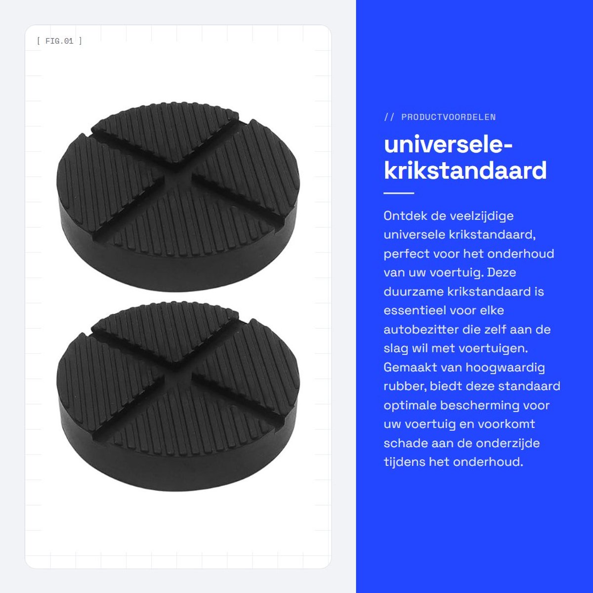 Dailygoods- Krikstandaard - 2 Stuks - Duurzaam Rubber - Vloerbescherming - Maximale Draagkracht 4 Ton - Ideaal voor Onderhoud Voertuigen - Krik