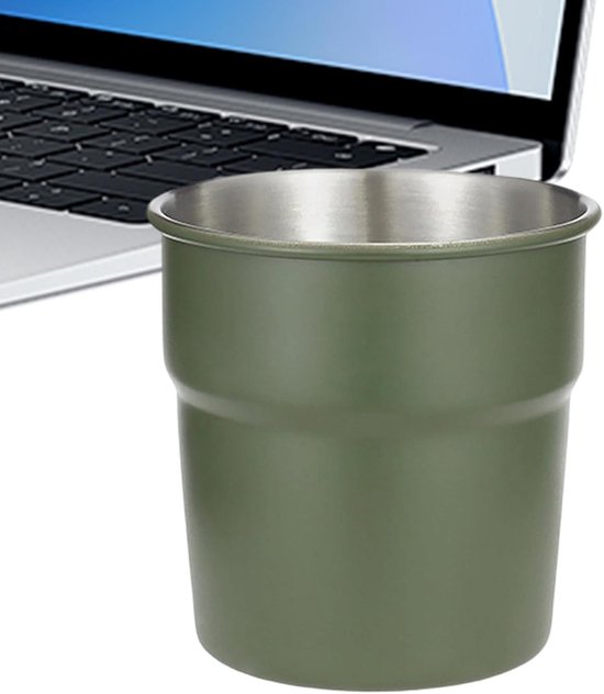 Camping Koffiekopjes - Stapelbare Mok - Reizen en Buiten - Voedselveilig Roestvrij Staal - 8 cm Doorsnee - Leger Groen — afbeelding 5