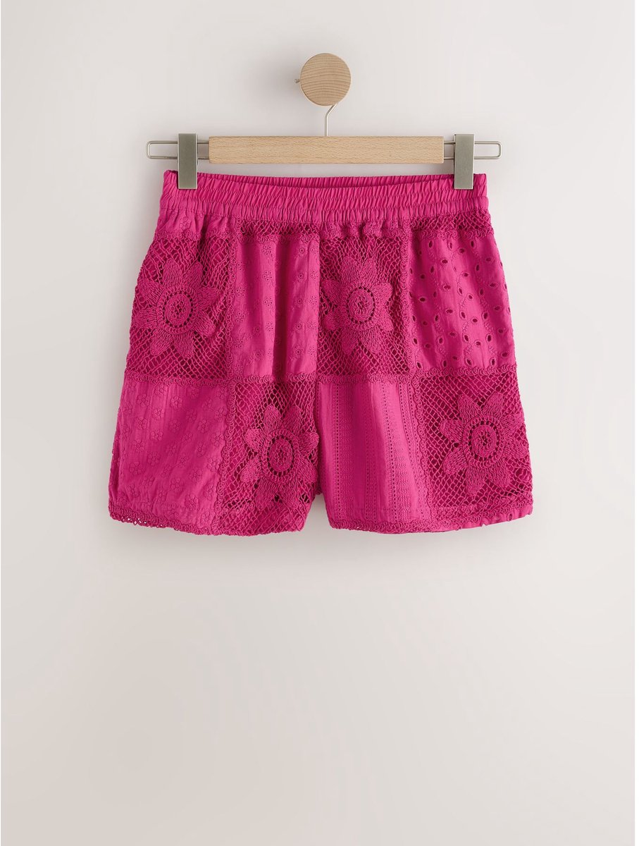 Next - Dames - N. Premium gehaakte short met patchwork - Roze