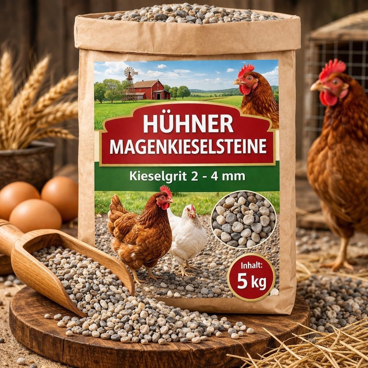 Dailygoods- Mineraalgrit 5 kg - Maagkiezelgrind - Voederkalk voor gevogelte - Kippenkiezel - Schaalgrit - Natuurlijke aanvulling op voer - Kiezelgrit