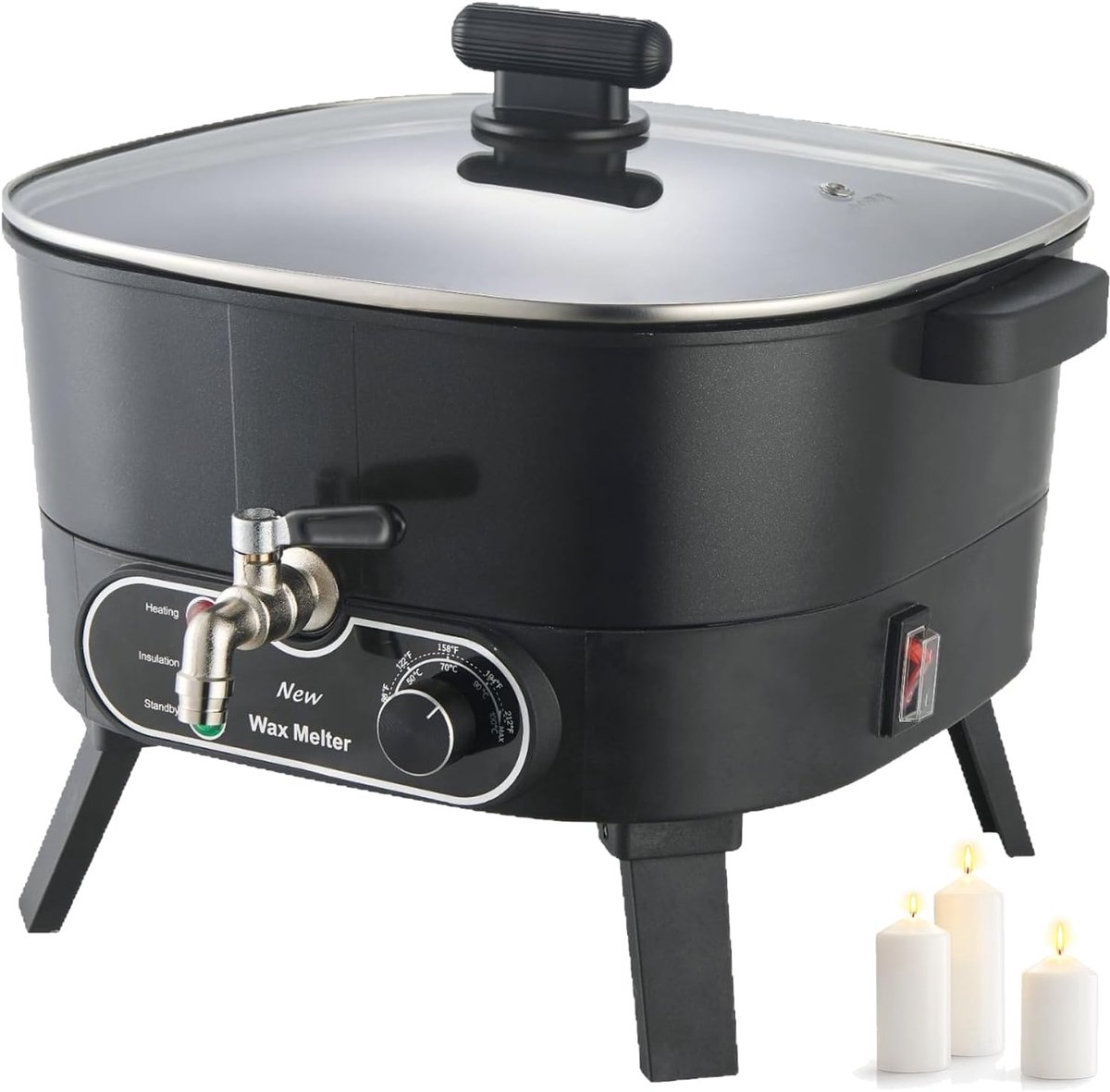 Elektrische Waxsmelter - Kaarsen Smeltpot - Zelf Kaarsen Maken - Snelle Gelijkmatige Verwarming - 6 Liter - Zilver