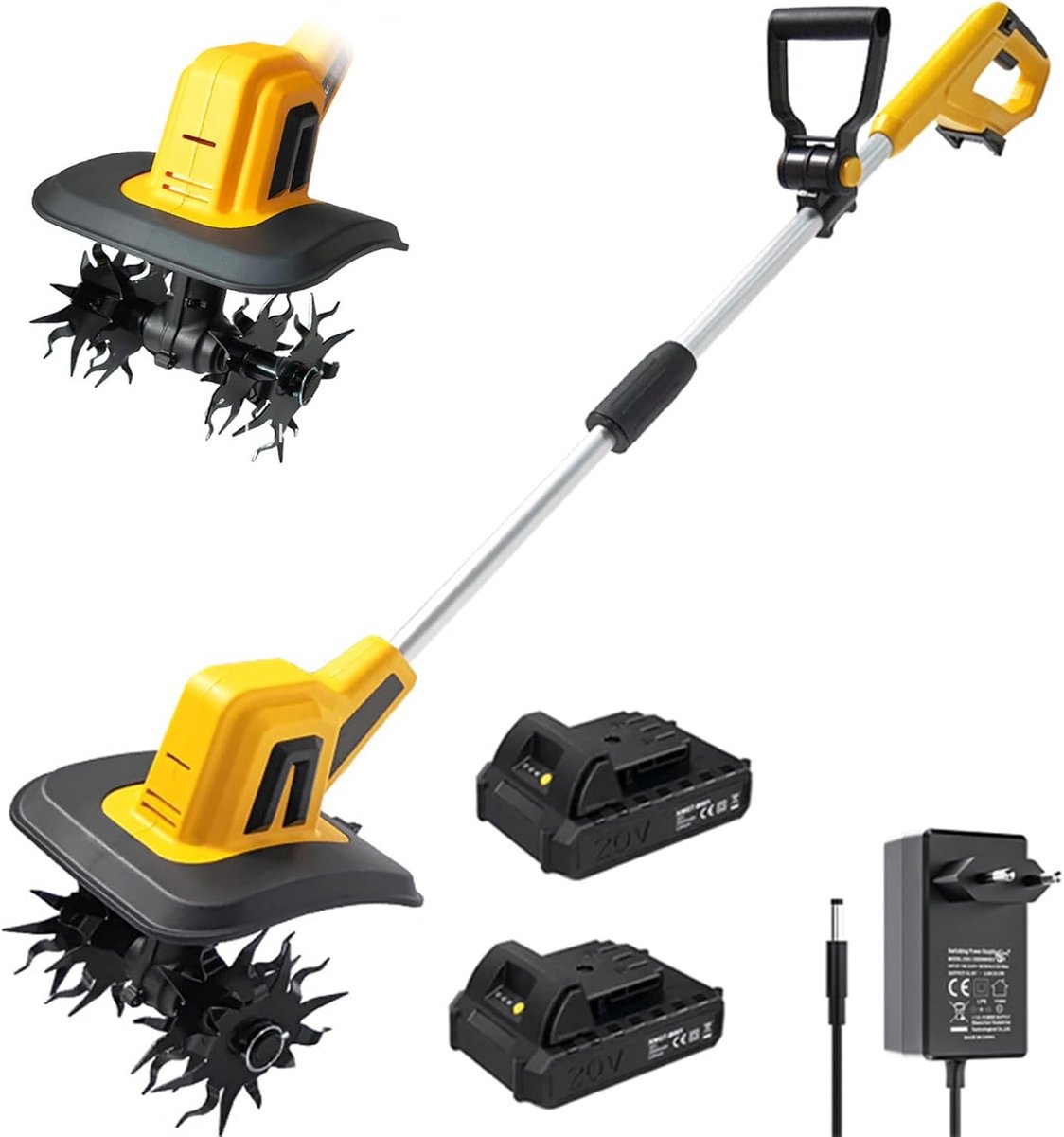 Elektrische Frees - Tuinfrees Tuinlier - Bodem Bewerken - Draadloos Ontwerp - 16cm Diep - Zwart
