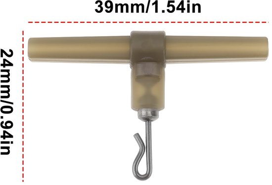 Dailygoods- Swivel Clips Duurzaam - T-vormige Connector - Draaibare Clips - 20 Stuks - Compact Formaat 39x24mm - Voor Visgerei - Visclips van Dailygoods — afbeelding 2