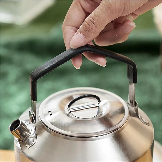 Camping waterkoker - Theepot buiten - Outdoor koken - Snelle verwarming - 1500 ml - Zilver — afbeelding 3