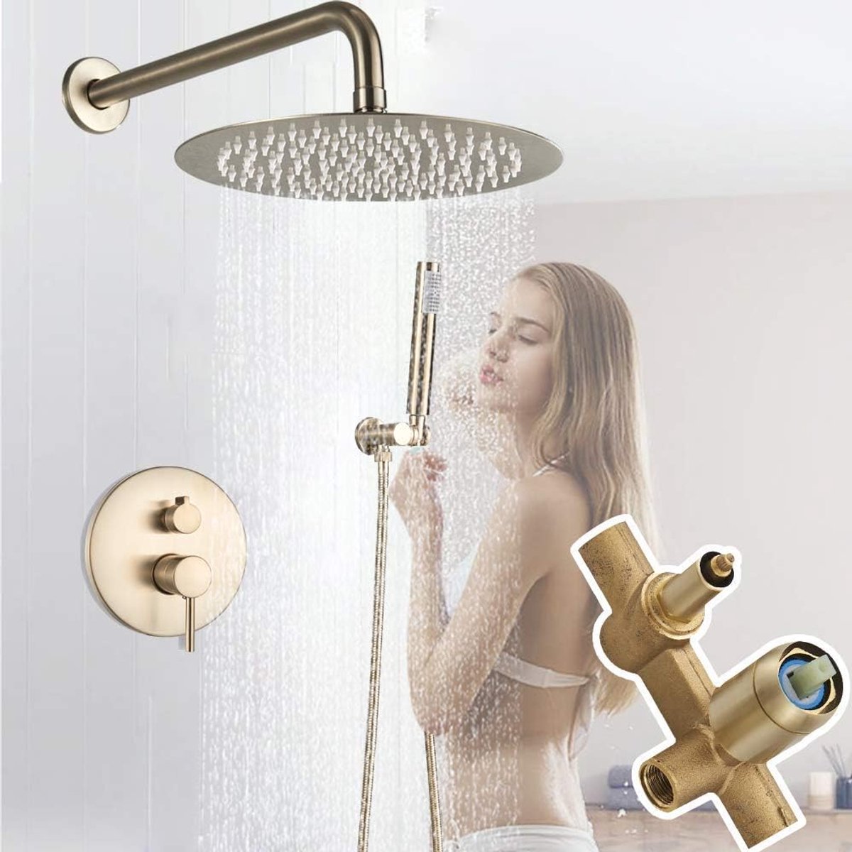 Douche Mengkraan Set - Regendouche Kraan - Badkamer Vernieuwen - Verborgen Inbouw - 12 Inc