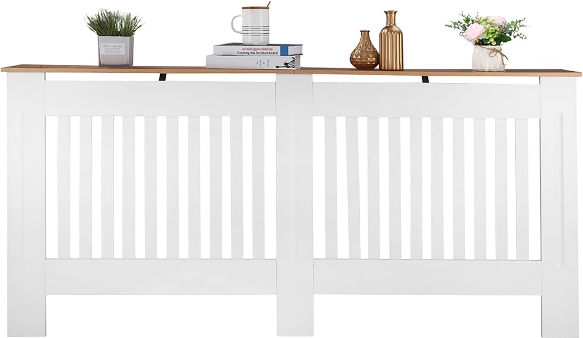 Radiatorombouw - Verwarming Kast - Woonkamer Decoratie - Ventilatie Ontwerp - 60 x 7.5 x 32.1 cm - Wit
