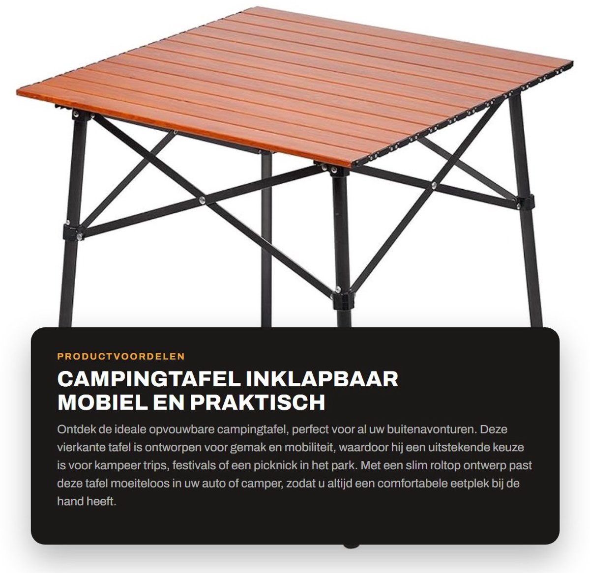 Dailygoods- Campingtafel inklapbaar - Aluminium - Compact - Lichtgewicht 4,3 kg - 70 x 70 x 67 cm - Draagtas - Ideaal voor kamperen - Opvouwbare Tafel