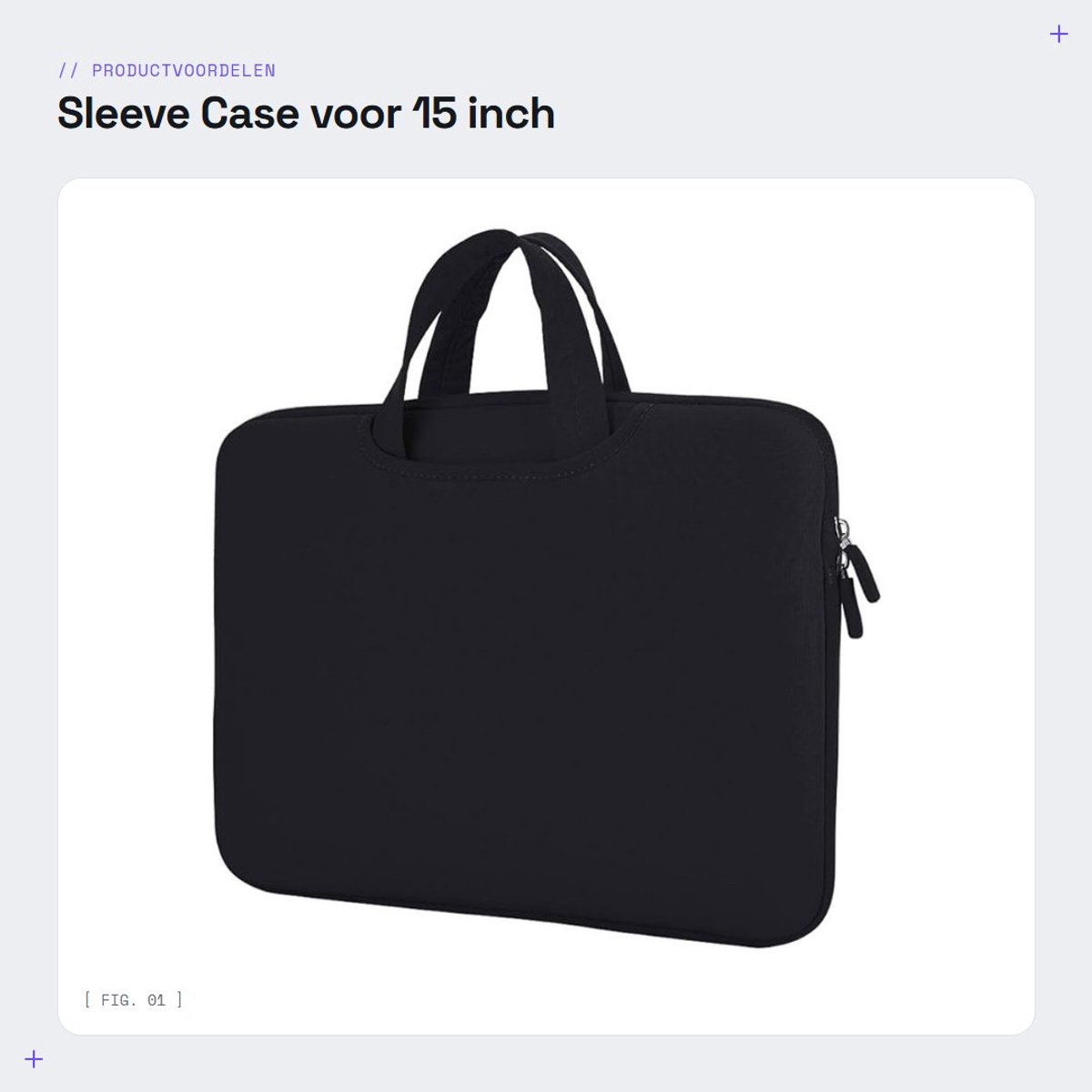 Dailygoods- Notebookcase 15 inch - Sleeve Cover - Laptop Tas - Beschermhoes - Zwart - Lichtgewicht - Laptoptas