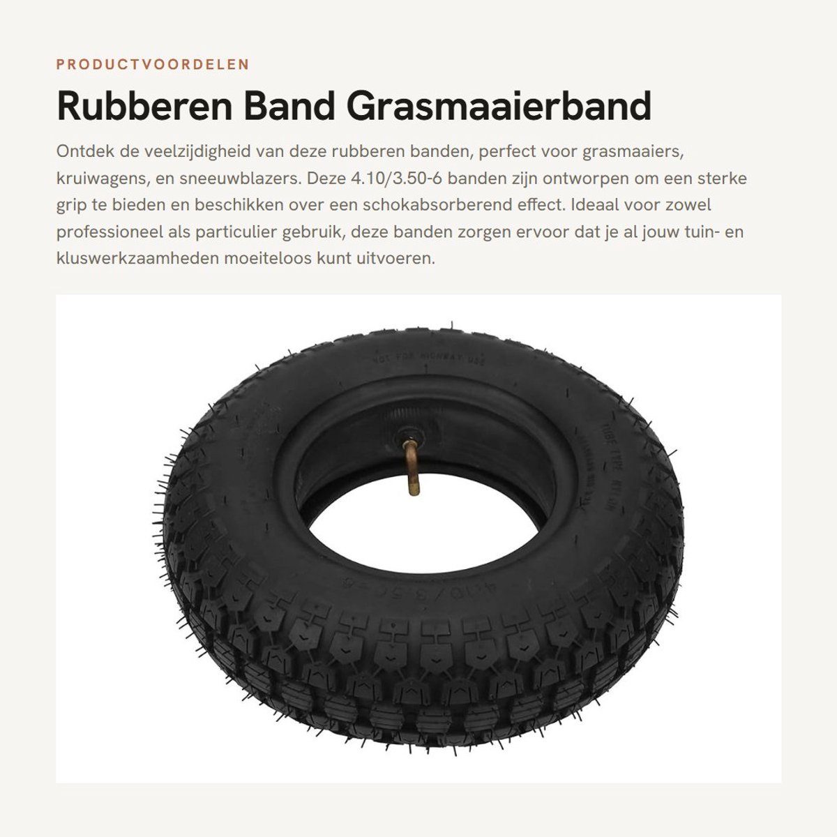 Dailygoods- Grasmaaierband 4.10/3.50-6 - Rubber - Schokabsorberend - Sterke Grip - Opblaasbaar - Duurzaam - Band