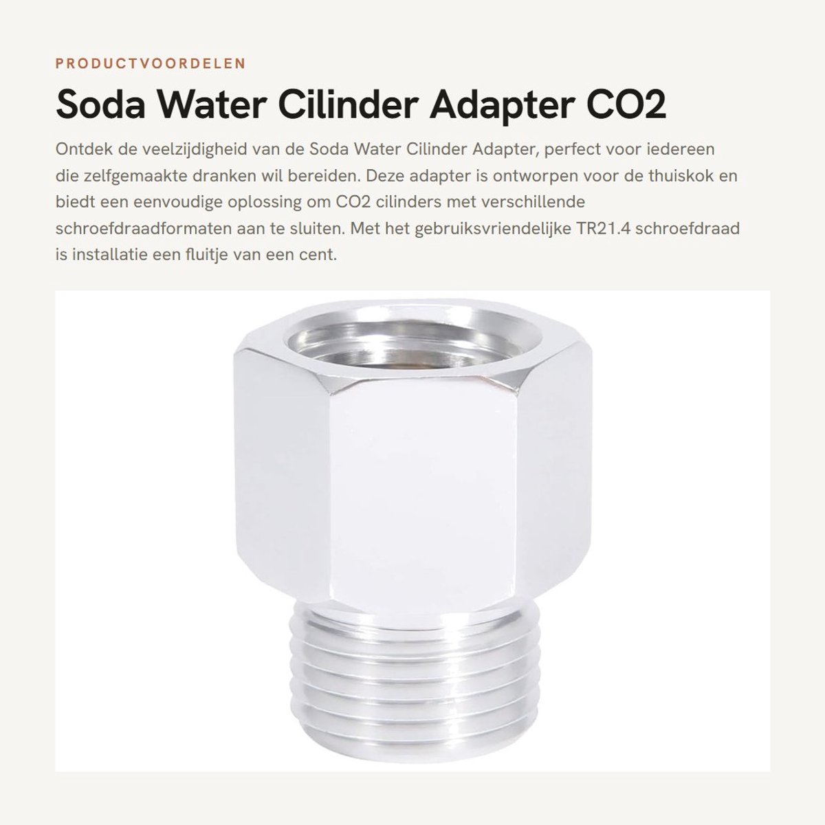 Co2-cilinderadapter en Soda-cilinderadapter - Zelfgemaakte biervatregelaar - W21.8 tot TR21.4 CO2-tankaccessoires voor frisdrankautomaat en Home Machine .