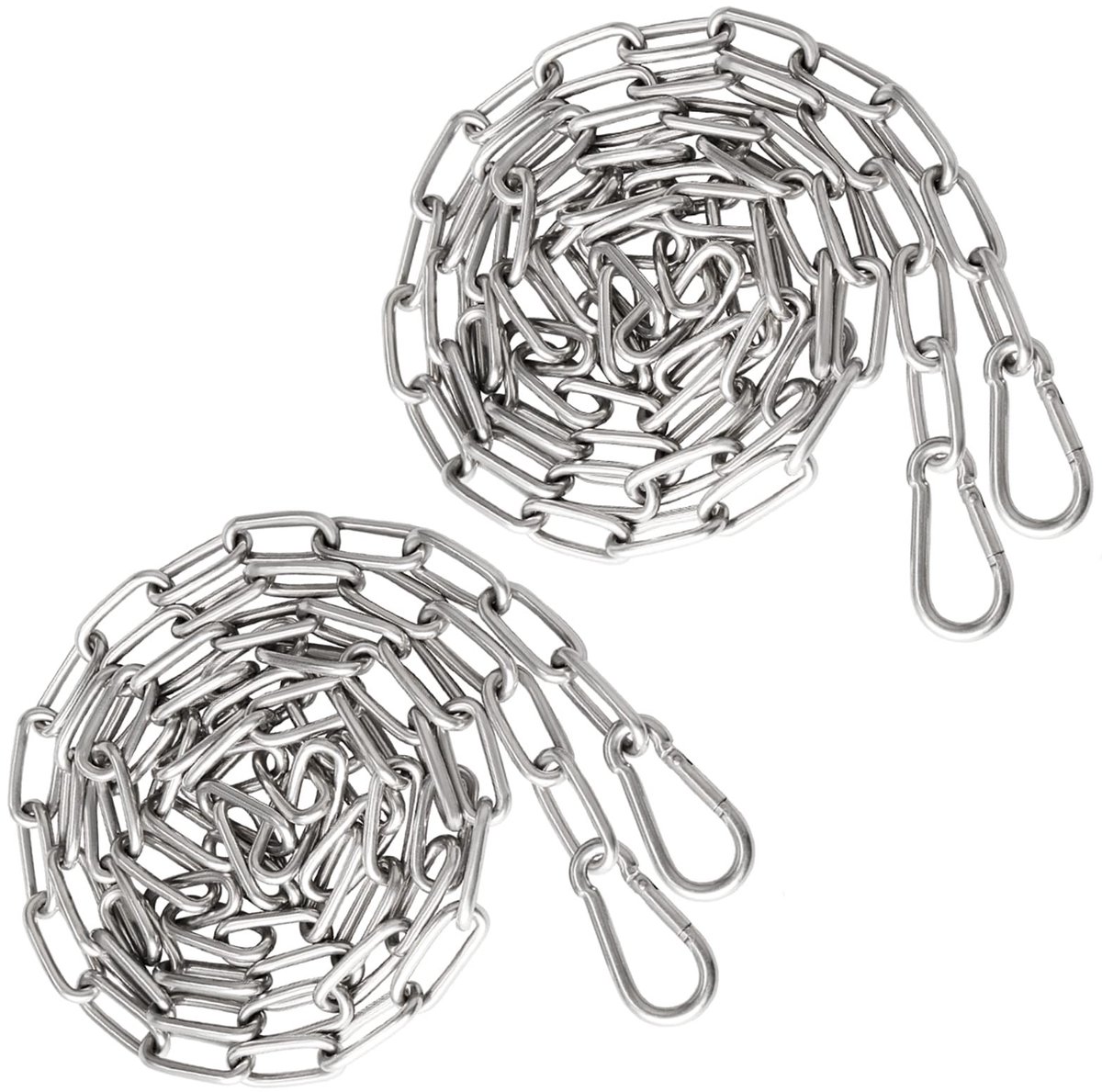 Dailygoods- Stalen Ketting 1 Meter - Ronde Ketting Ø3mm - Karabijnhaak - Roestvrij Staal - Draagvermogen 70 kg - Set van 2 Stuks - Hangketting