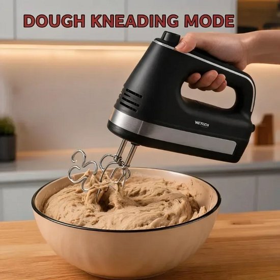 Handmixer 300W - 5 Snelheden + Turbo - Elektrische Mixer met Gardes en Deeghaken - Zwart — afbeelding 2