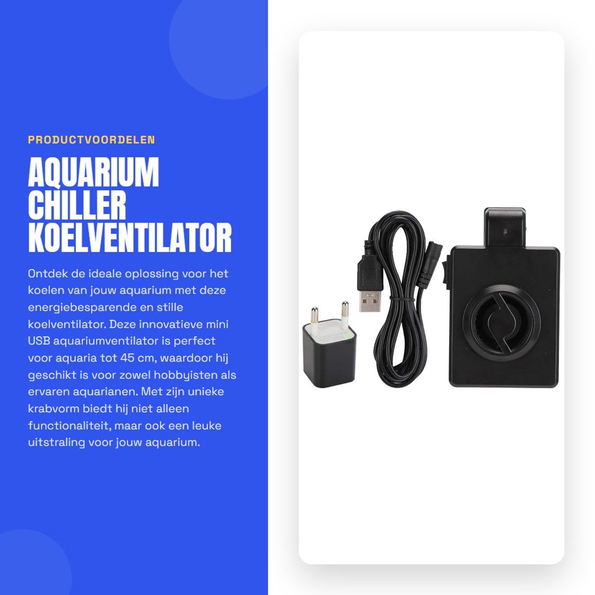 Dailygoods - Aquarium Chiller - Koelventilator - Energiebesparend en Stil - Zwart - Mini USB Aquariumventilator - Geschikt voor tanks tot 45 cm - Comp...
