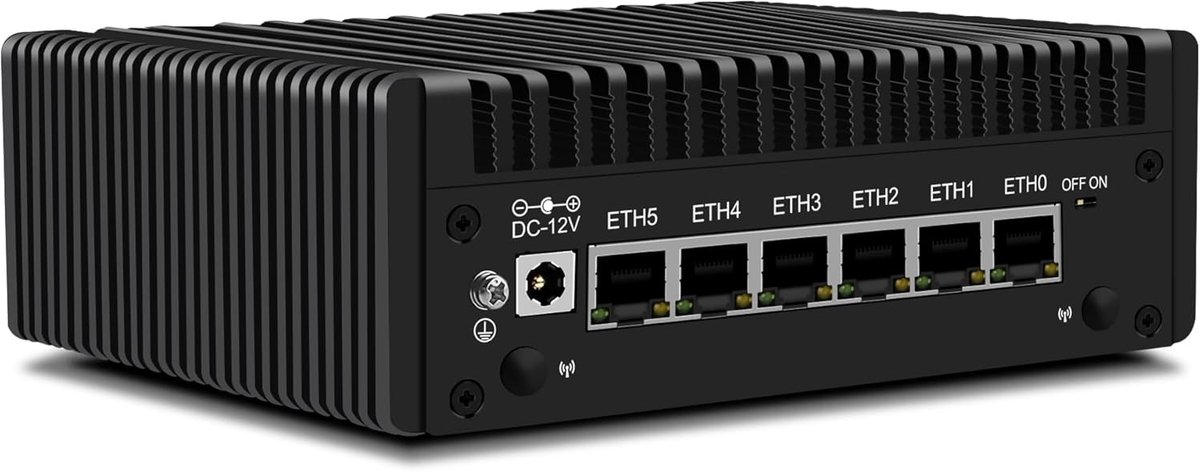 Mini Computer - Micro PC - Netwerk Beheer - 6 Poort 2.5GbE - 8GB RAM 128GB SSD - Zwart