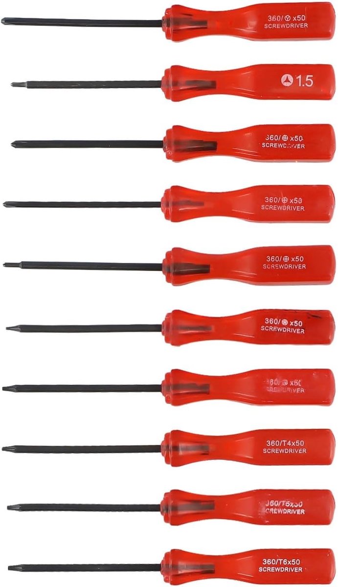 Schroevendraaierset - Precisie Bits - Elektronica Reparatie - Zeldzaam Gereedschap - 10 Stuks - Rood