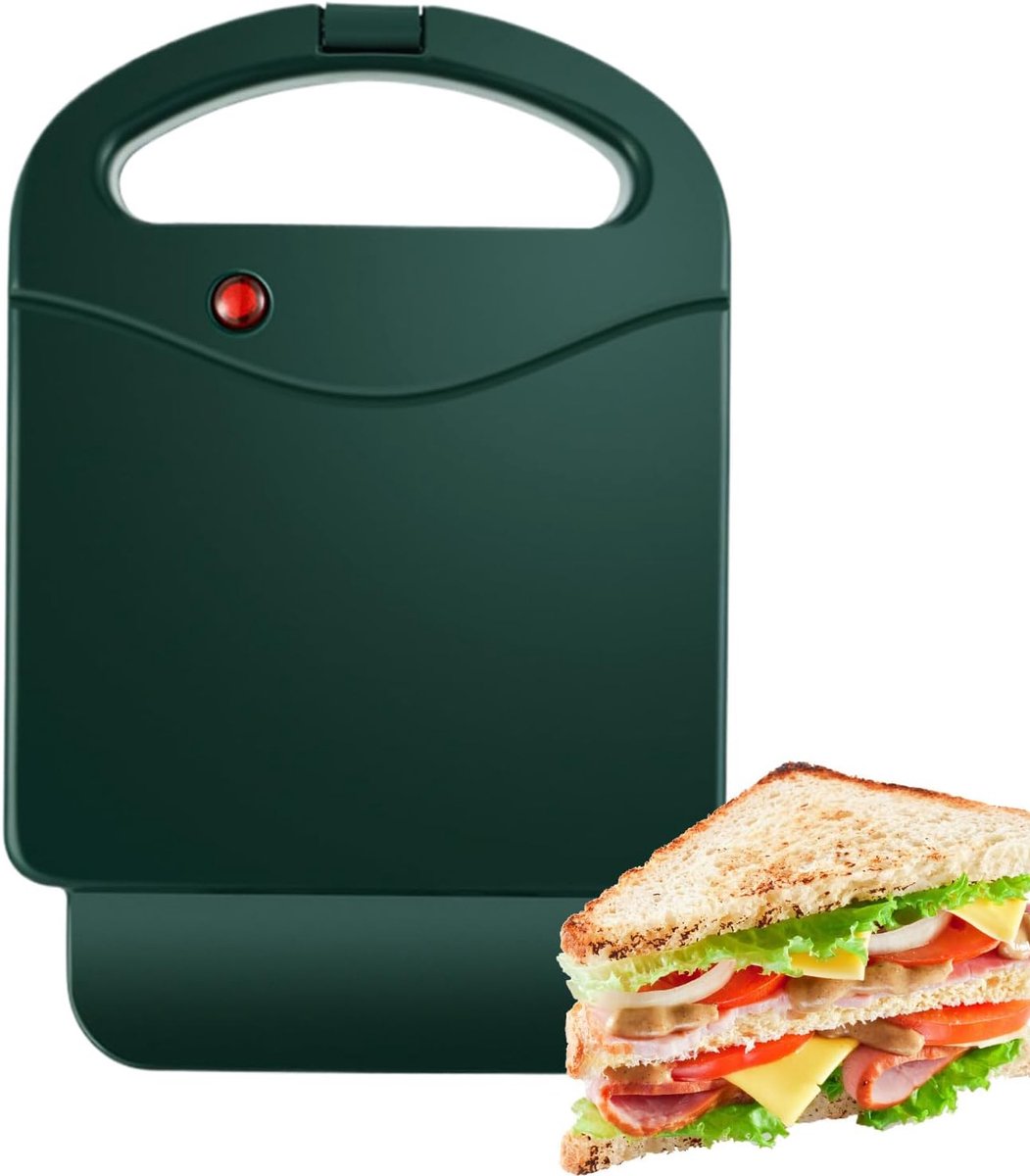 Sandwichmaker - Tosti Apparaat - Ontbijt Maken - Anti-aanbaklaag - 12x17x12 cm - Zwart