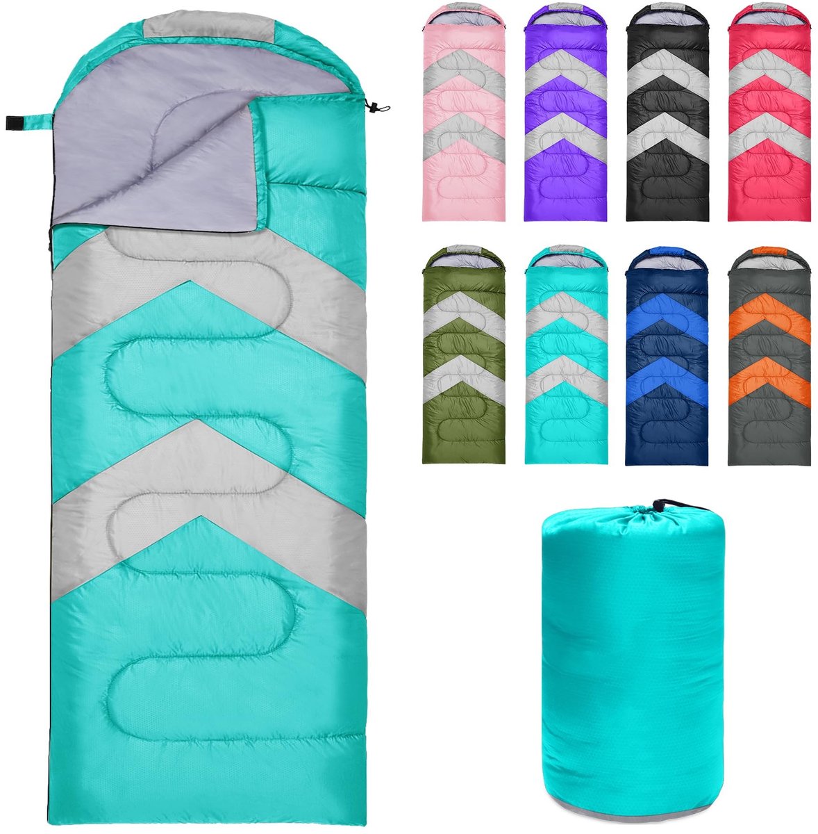 Dailygoods- Slaapzak 3-4 seizoenen - Waterdichte Slaapzak - Ultralichte Slaapzak - Comfortabele Slaapzak - Slaapzak voor Volwassenen - Halve Maancapuchon - Kampeerslaapzak