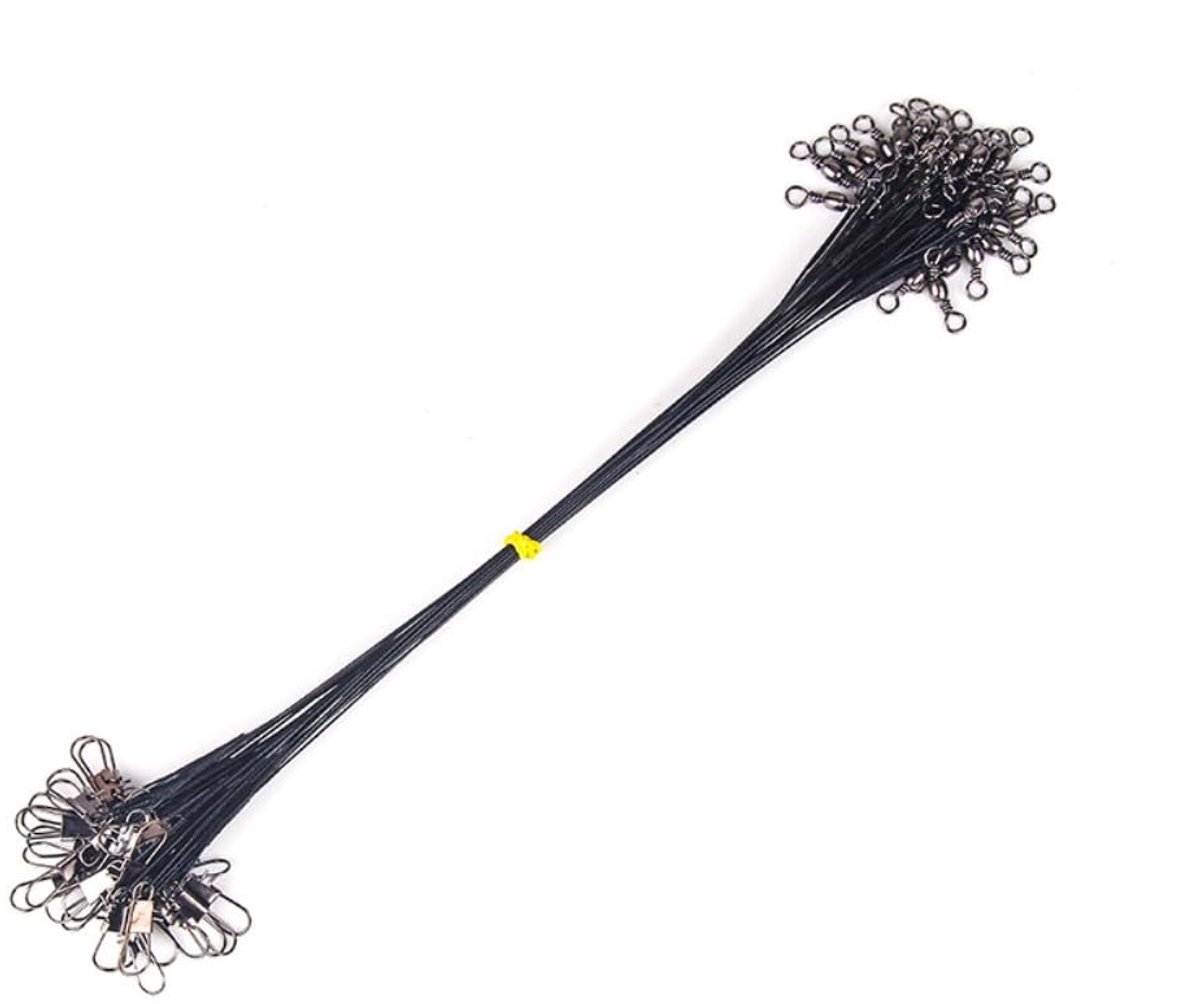 Dailygoods- Voorvak 50 Stuks - Roestvrij Staal - Anti-Klit - Gevlochten Draad - Snoekvislijn - 15 cm - Voorkomt Visbeetlijn - Vislijn