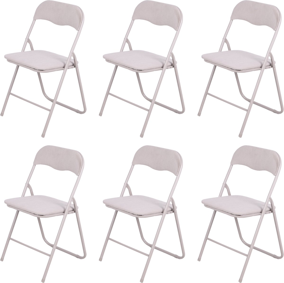 Set van 6 “TRENDY Opvouwbare stoel met wafelkatoenstof, parelgrijs 45x44xH80 cm”