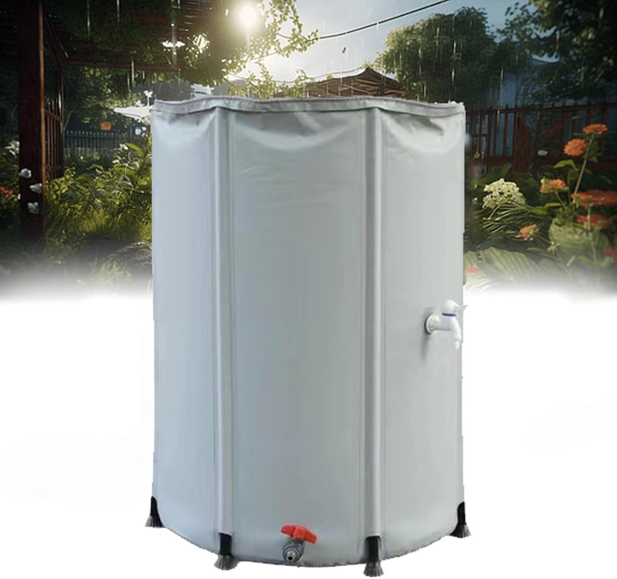 Opvouwbaar Tuinregenvat - Regenton met Kraan - Tuin Water Geven - UV-bestendig PVC - 225 liter - Grijs