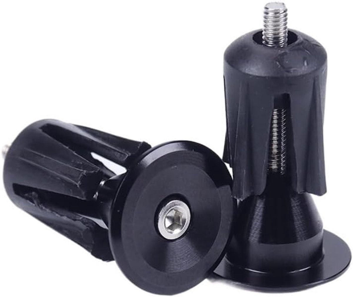 Fiets Handvat Doppen - Stuur Eindkapjes - Fiets Beschermen - Aluminium Legering - 1 Paar - Zwart