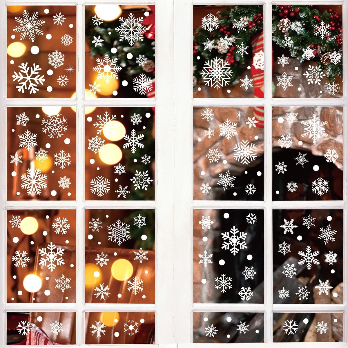 Dailygoods- Raamafbeeldingen Kerstmis zelfklevend - Raamstickers sneeuwvlokken - Veiligheidswaarschuwing - Decoratie - Kerstdecoratie - Niet inslikken