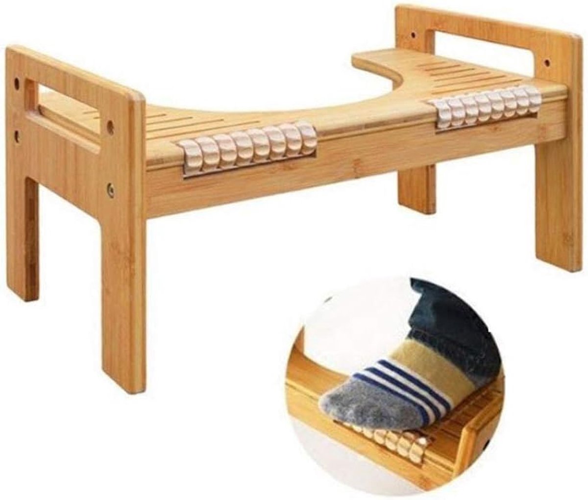 Toilet Krukje - Hulpmiddel Badkamer - Comfortabel Zitten - Ingebouwde Voetmassage - Verstelbare Hoogte - Houtkleur