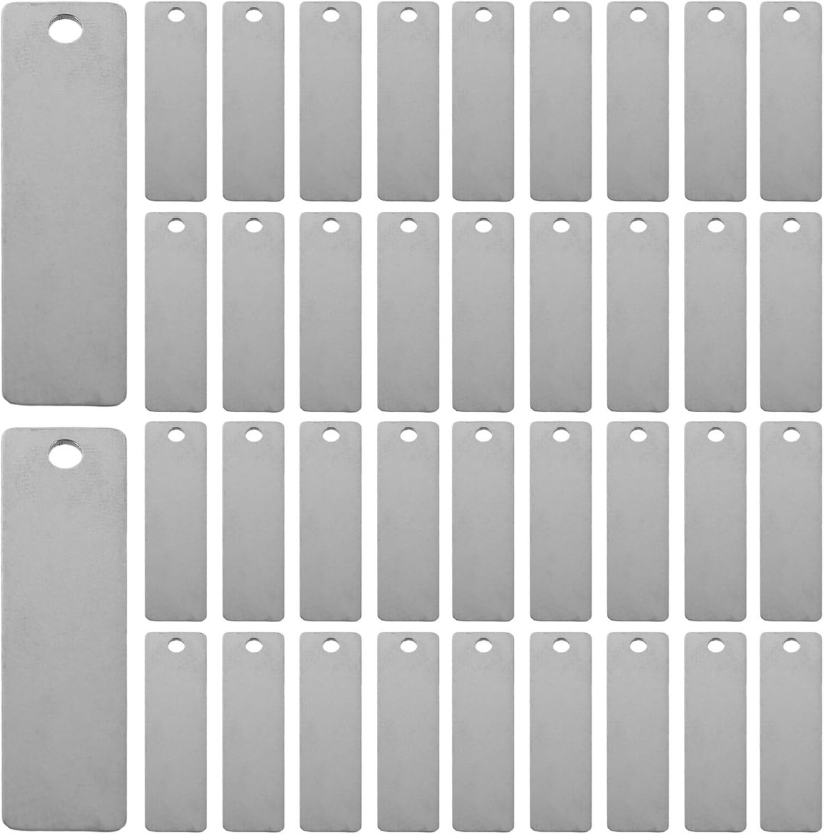 Graveerplaten Roestvrijstaal - Metalen Labels - DIY Identificatie - Gladde Randen - 4.5 x 1.2 cm - Zilver